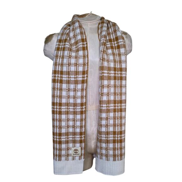 Timberland Scarf Buffalo Plaid Beige‎ Off-White NEW 10" x 64" NWT - Picture 1 of 3
